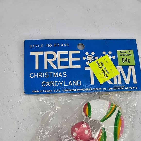 Vintage Tree Trim Christmas Candyland Ornament Candy Cane New Old Stock - Picture 3 of 8